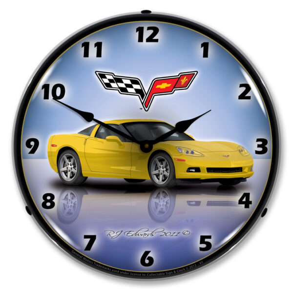 Alternative view of C6 Corvette Velocity Yellow